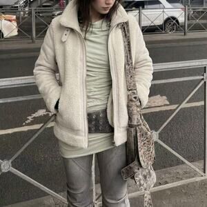 Cybercore Y2K Vintage High Neck Fur Coat Acubi Subversive Indie Sleaze